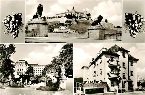 AK / Ansichtskarte  Wuerzburg_Bayern Hotel Groene Bruecke Loewen Festung Marienberg