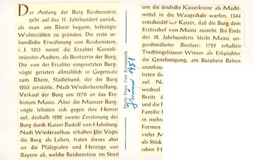 AK / Ansichtskarte  Trechtingshausen Burg Reichenstein Geschichte