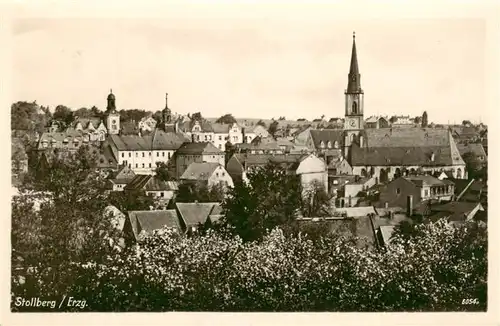 AK / Ansichtskarte 73952633 Stollberg_Erzgebirge Stadtansicht mit Kirche