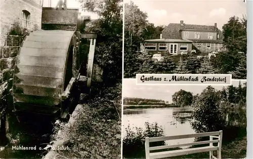 AK / Ansichtskarte 73952675 Bendestorf Gasthaus zum Muehlenbach Muehlenrad Partie am See