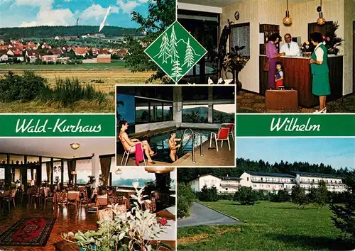 AK / Ansichtskarte 73952726 Gladenbach Wald Kurhaus Wilhelm Rezeption Gastraum Hallenbad