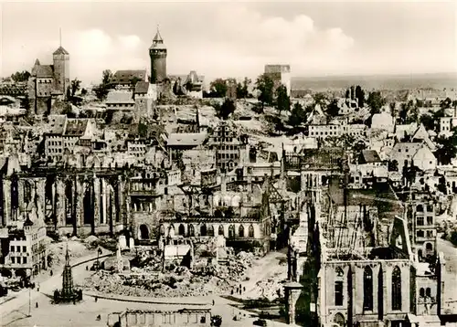 AK / Ansichtskarte  Nuernberg um 1945 Blick auf Hauptmarkt und Burg