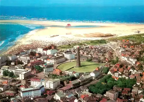 AK / Ansichtskarte  Borkum_Nordseebad Fliegeraufnahme mit Leuchtturm