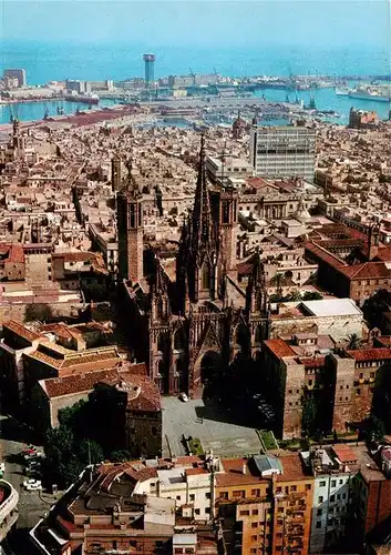 AK / Ansichtskarte  Barcelona_Cataluna_ES Catedral vista aerea parcial del barrio gotico y casco antiguo de la ciudad