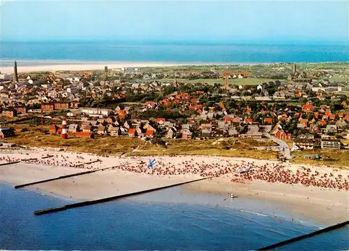 AK / Ansichtskarte  Borkum_Nordseebad Suedstrand und Ort Fliegeraufnahme