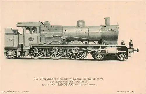 AK / Ansichtskarte 73952998 Lokomotive_Eisenbahn_Railway 2C-Vierzylinder-Heissdampf-Schnellzug Hanomag Hannover