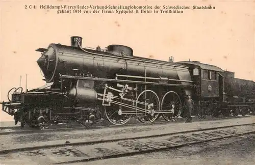 AK / Ansichtskarte 73953001 Lokomotive_Eisenbahn_Railway 2C1 Heissdampf-Vierzylinder-Verbund-Schnellzug