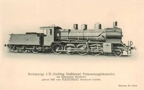 AK / Ansichtskarte  Lokomotive_Eisenbahn_Railway 1D-Zwilling Heissdampf-Personenzug HANOMAG