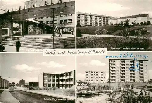 AK / Ansichtskarte 73953028 Billstedt_Hamburg Moellner Landstrasse Merkenstrasse Wohnblocks Schule Oejendorfer Hoehe Hansa-Hochhaeuser 