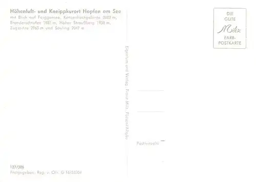 AK / Ansichtskarte 73953057 Hopfen_See_Fuessen_Bayern Fliegeraufnahme mit Forggensee Kenzenhochgebirge Branderschofen