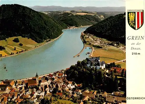 AK / Ansichtskarte  Grein_Donau_Oberoesterreich_AT Fliegeraufnahme mit Schloss Greinburg