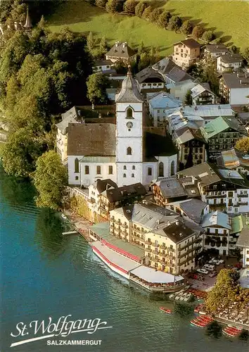 AK / Ansichtskarte  ST_WOLFGANG__Wolfgangsee_Oberoesterreich_AT Fliegeraufnahme mit Hotel Weisses Roessl und Kirche