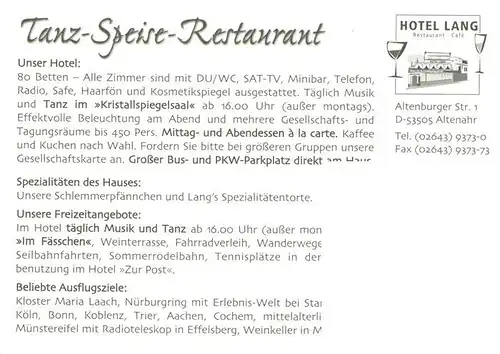 AK / Ansichtskarte 73953220 Altenahr Hotel Lang Restaurant Cafe Gastraeume Buffet 