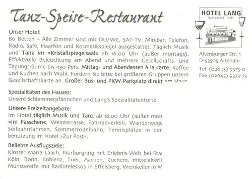 AK / Ansichtskarte  Altenahr Hotel Lang Restaurant Cafe Gastraeume Buffet 