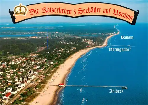 AK / Ansichtskarte 73953258 Ahlbeck_Heringsdorf_Insel_Usedom_Ostseebad Fliegeraufnahme