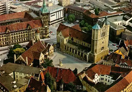 AK / Ansichtskarte  Braunschweig Burgplatz und Rathaus Fliegeraufnahme