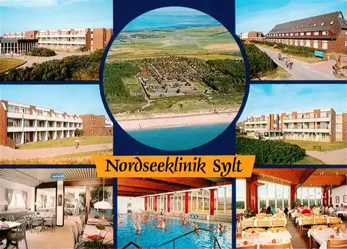 AK / Ansichtskarte 73953276 Westerland_Sylt Nordseeklinik Sylt Teilansichten Gastraeume Hallenbad