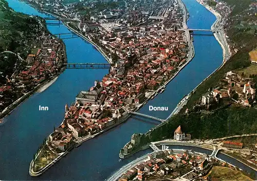 AK / Ansichtskarte  PAssAU Dreifluessestadt mit Donau Inn und Ilz 