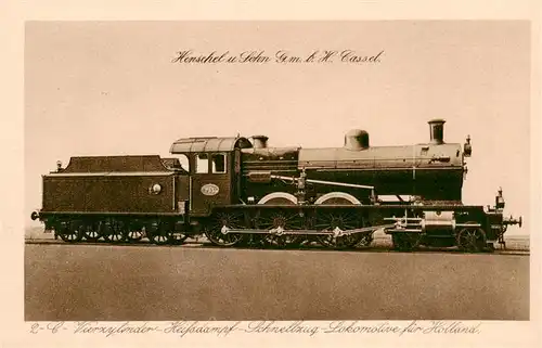 AK / Ansichtskarte 73953283 Lokomotive_Eisenbahn_Railway 2C Vierzylinder-Heissdampf-schnellzug Holland
