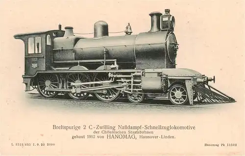 AK / Ansichtskarte 73953284 Lokomotive_Eisenbahn_Railway 2 C Zwilling Nasskampf-Schnellzug HANOMAG