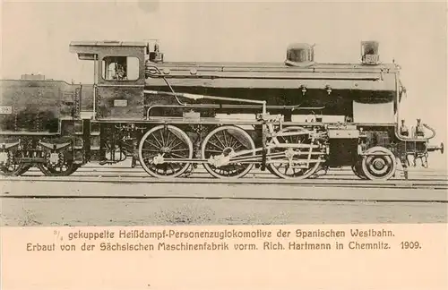 AK / Ansichtskarte  Lokomotive_Eisenbahn_Railway Gekuppelte Heissdampf-Personenzug Rich. Hartmann Chemnitz