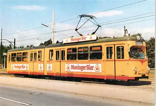 AK / Ansichtskarte  Strassenbahn_Tramway-- Karlsruhe 6-achsiger Gelenktriebwagen 