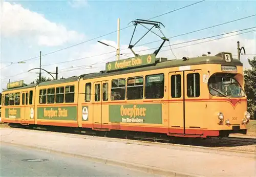 AK / Ansichtskarte  Strassenbahn_Tramway-- Karlsruhe 8-achsiger Gelenktriebwagen 