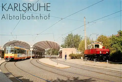 AK / Ansichtskarte  Strassenbahn_Tramway-- Karlsruhe Albtalbahnhof