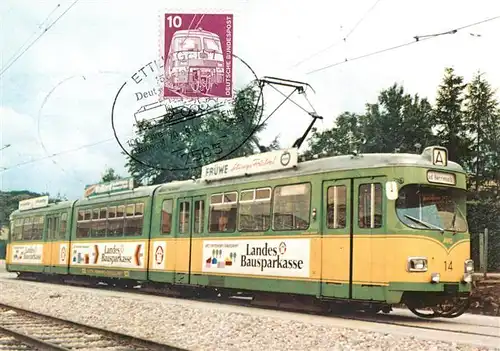 AK / Ansichtskarte  Strassenbahn_Tramway-- Karlsruhe 8-achsiger Gelenktriebwagen Albtalbahnhof