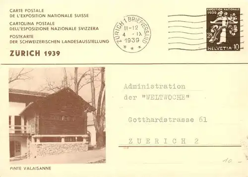 AK / Ansichtskarte  Landesausstellung_Zuerich_1939 Pinte Valaisanne 