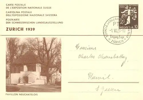AK / Ansichtskarte 73953371 Landesausstellung_Zuerich_1939 Pavillon Neuchatelois 