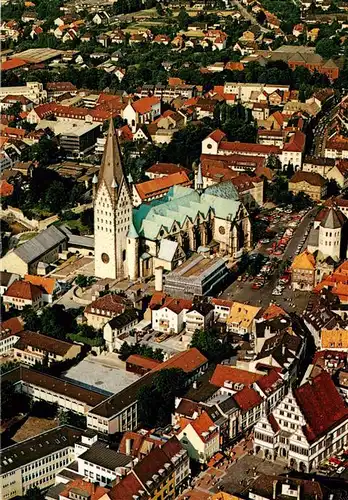 AK / Ansichtskarte  Paderborn Fliegeraufnahme mit Kaiserpfalz Dom Gaukirche und Rathaus