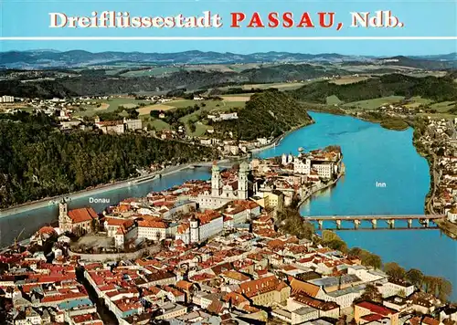 AK / Ansichtskarte  PAssAU Fliegeraufnahme mit Donau und Inn und Ilz