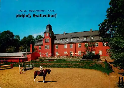 AK / Ansichtskarte 73953492 Neugattendorf Hotel Restaurant Cafe Schloss Gattendorf Springreiter