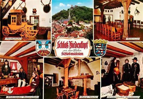 AK / Ansichtskarte 73953560 Biedenkopf_Lahn Schloss Schlossmuseum Postkutsche Rittersaal Bauernstube Kueche Hinterlaender Brautpaar