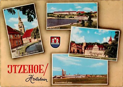 AK / Ansichtskarte  Itzehoe Klosterhof Laurentikirche Berufsschule Schloss Breitenburg Zementfabrik Alsen