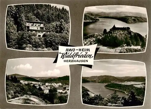 AK / Ansichtskarte  Herzhausen_Edersee AWO-Heim Waldfrieden Schloss Waldeck Panorama Edersee