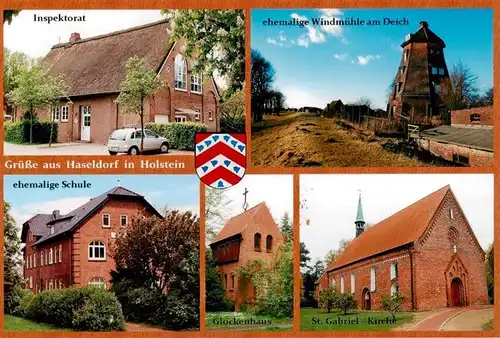 AK / Ansichtskarte 73953647 Haseldorf Inspektorat Windmuehle am Deich Schule Glockenhaus Kirche