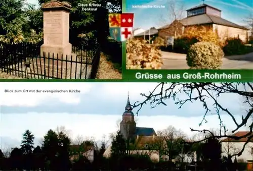 AK / Ansichtskarte 73953656 Gross-Rohrheim Claus Kroenke Denkmal Kirche