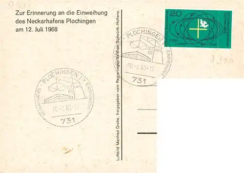 AK / Ansichtskarte 73953677 Plochingen_Neckar Erinnerungskarte an die Einweihung des Neckarhafens