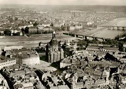 AK / Ansichtskarte  DRESDEN_Elbe Blick ueber Neumarkt und Frauenkirche nach Neustadt Vor der Zerstoerung 1945 Reproduktion