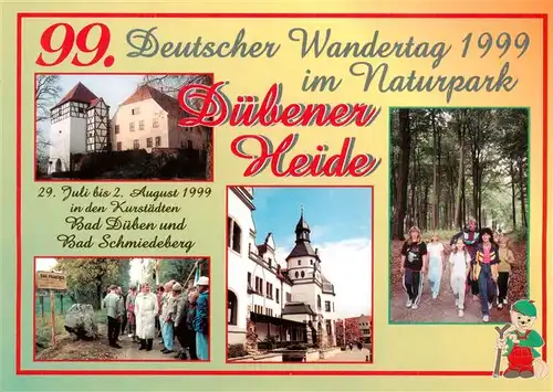 AK / Ansichtskarte  Bad_Dueben Naturpark Duebener Heide Kurhaus Bad Schmiedeberg Wandergruppe auf dem Forsterweg Lutherstein