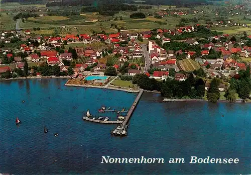 AK / Ansichtskarte 73953804 Nonnenhorn_Bodensee Fliegeraufnahme mit Seebruecke