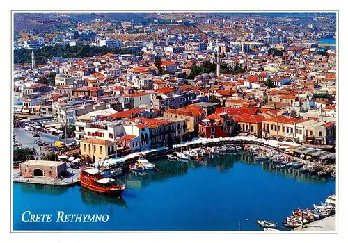 AK / Ansichtskarte 73953837 Rethymnon_Rethimnon_Crete_Greece Fliegeraufnahme mit Hafen
