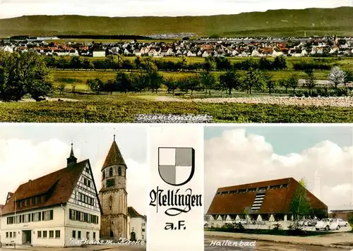 AK / Ansichtskarte 73953968 Nellingen_Ruit_Ostfildern Gesamtansicht Rathaus Kirche Hallenbad