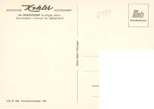 AK / Ansichtskarte 73954001 OBERSTDORF Weinstube Kohler Restaurant