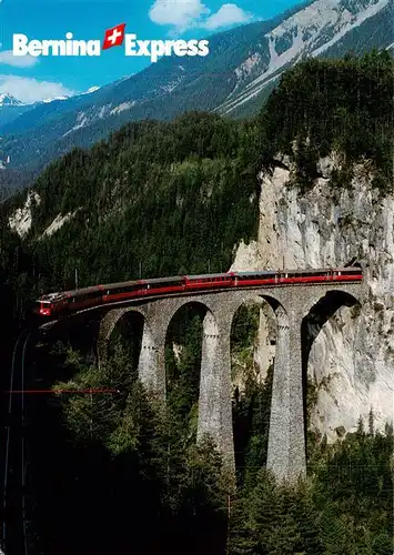AK / Ansichtskarte 73954052 Eisenbahn_Railway_Chemin_de_Fer Bernina-Express Landwasser-Viaduck Filisur