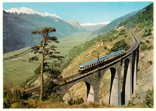 AK / Ansichtskarte  Eisenbahn_Railway_Chemin_de_Fer Blauer Pfeil Loetschbergbahn Suedrampe Wallis Schweiz