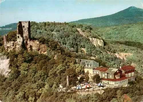 AK / Ansichtskarte 73954174 Drachenfels_Ruine_Koenigswinter Ruine Drachenfels mit Hotel Restaurant auf dem Drachenfels Fliegeraufnahme 