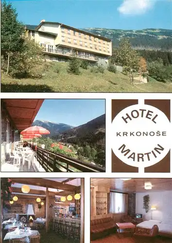 AK / Ansichtskarte  Krkonose_Karkonosze_Riesengebirge Hotel Martin Terrasse Gaststube Bar Zimmer